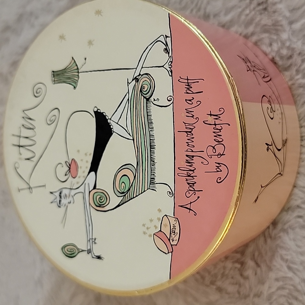 Benefit Kitten Sparkling Powder Shimmer Pink Body Pouf VINTAGE AND BRAND NEW